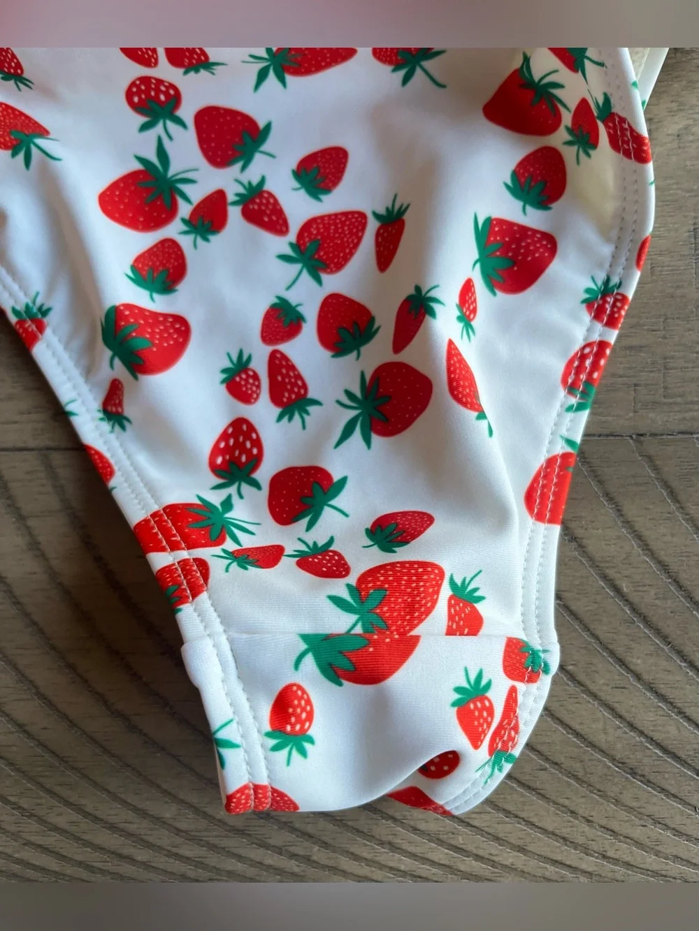 Nasty Gal Strawberry Gingham Mix Bikini Bandeau Top High-Waist Bottoms Size 6